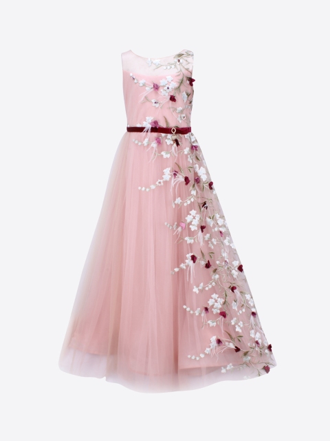 

CUTECUMBER Girls Pink Solid Maxi Dress