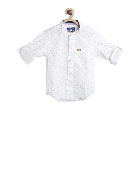 

612 league Boys White Regular Fit Printed Casual Shirt
