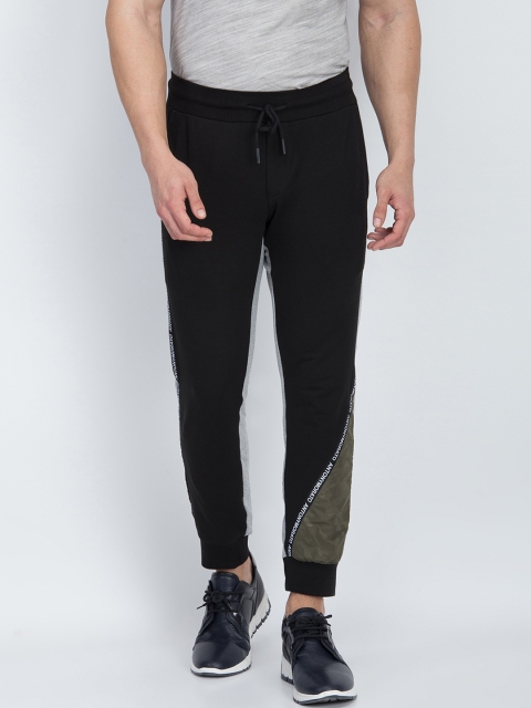 

Antony Morato Men Black & Grey Melange Colourblocked Straight-Fit Track Pants