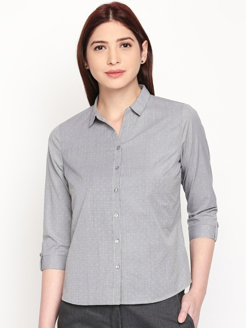 

Annabelle by Pantaloons Women Grey Regular Fit Self Design Formal Shirt