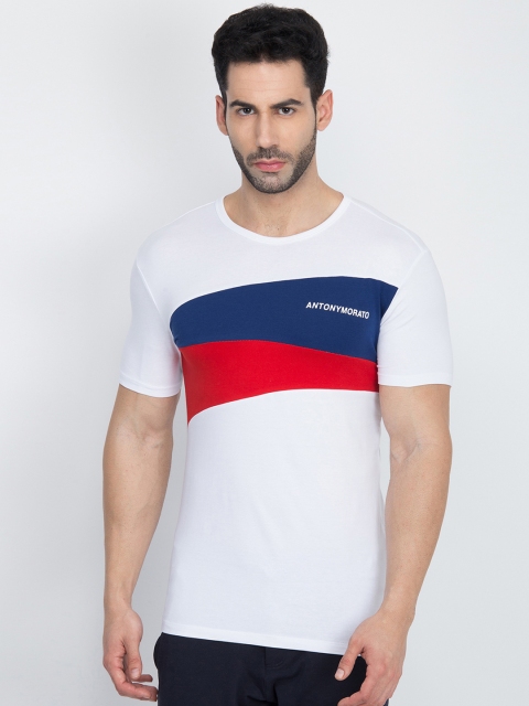 

Antony Morato Men White Colourblocked Round Neck T-shirt