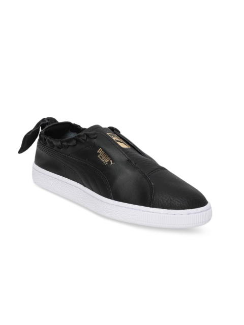 

Puma Women Black Basket Twist Wn s Slip-On Leather Sneakers