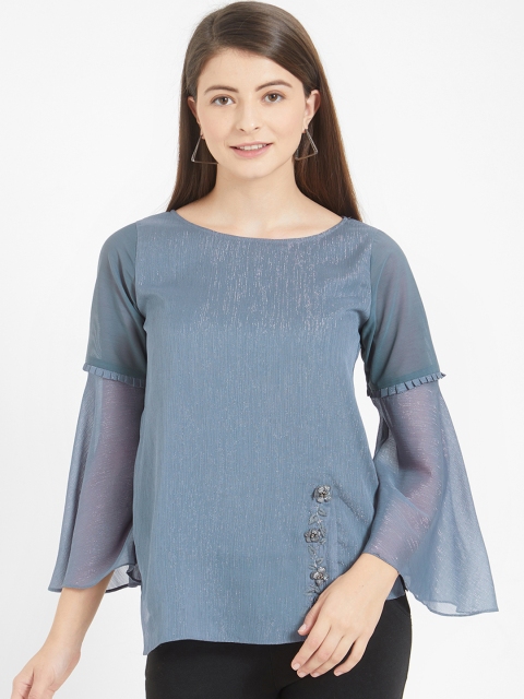 

Soie Women Grey Self Design Top