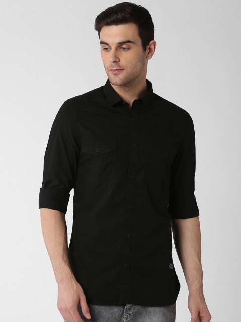 

Peter England Casuals Men Black Slim Fit Solid Casual Shirt