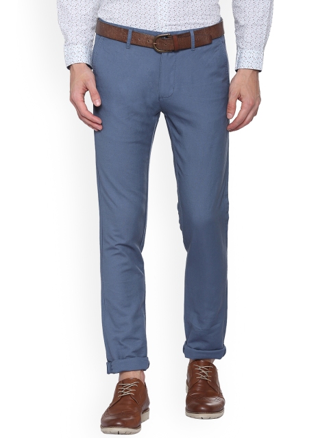 

V Dot Men Blue Slim Fit Solid Regular Trousers