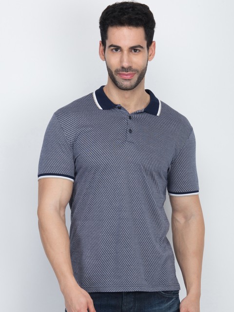 

Antony Morato Men Blue Printed Polo Collar T-shirt