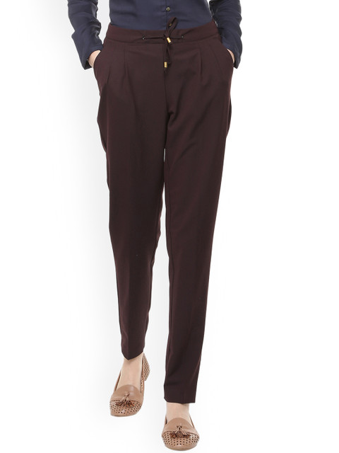 

Allen Solly Woman Brown Regular Fit Solid Peg Trousers