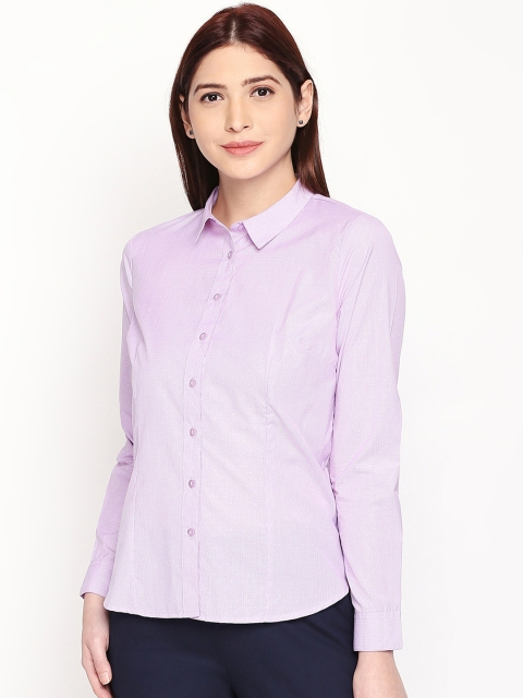 

Annabelle by Pantaloons Women Lavender Regular Fit Printed Formal Shirt