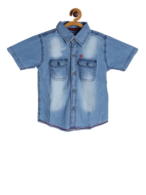 

612 league Boys Blue Regular Fit Faded Casual Shirt