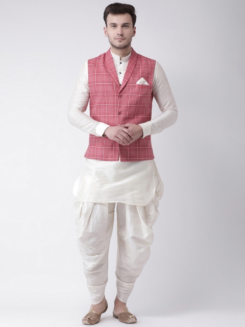 

DEYANN Men Off-White Solid Kurta with Patiala & Nehru Jacket