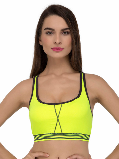 

Laceandme Women Yellow Solid Non-Wired Lightly Padded Sports Bra 4369