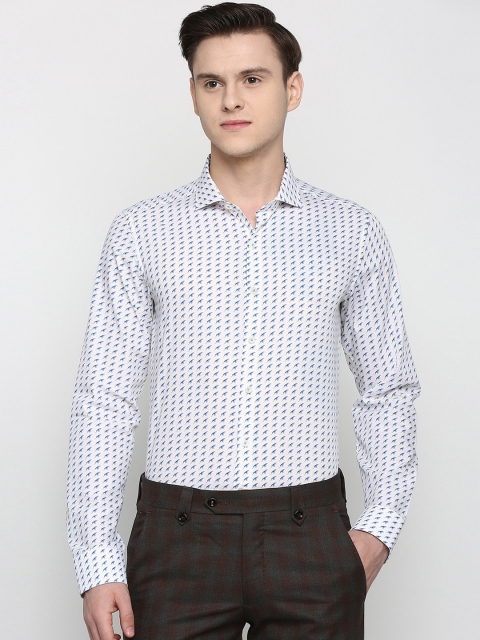 

SIMON CARTER LONDON Men White Slim Fit Printed Formal Shirt