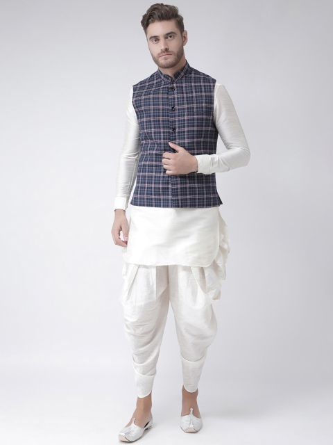 

DEYANN Men Off-White Solid Kurta with Patiala & Nehru Jacket
