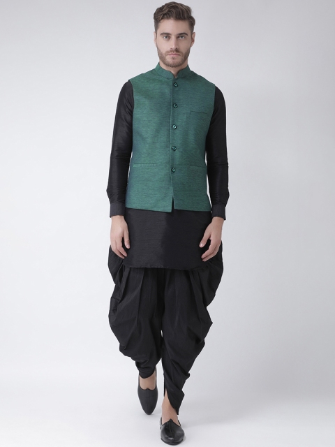 

DEYANN Men Green & Black Solid Kurta with Patiala