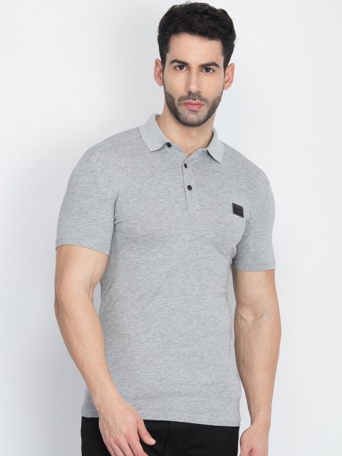 

Antony Morato Men Grey Solid Polo Collar T-shirt