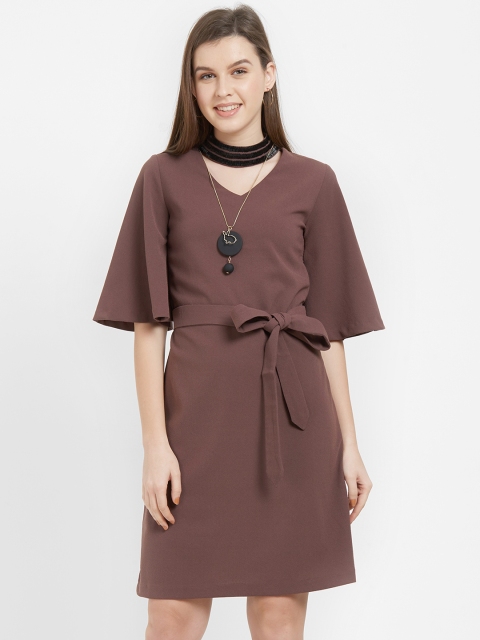 

Soie Women Brown Solid A-Line Dress