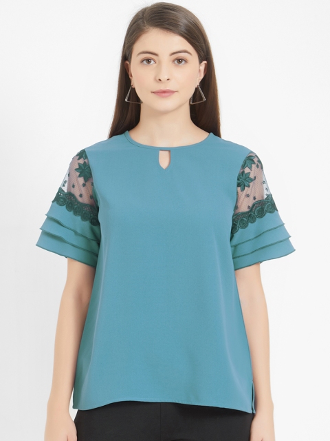 

Soie Women Blue Self Design A-Line Top