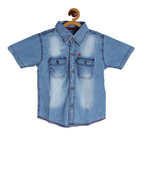 

612 league Boys Blue Regular Fit Faded Casual Shirt
