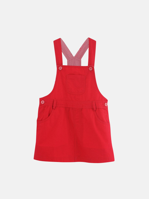 

Beebay Girls Red Solid Pinafore Dress