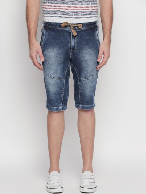 

beevee Men Blue Solid Regular Fit Denim Shorts