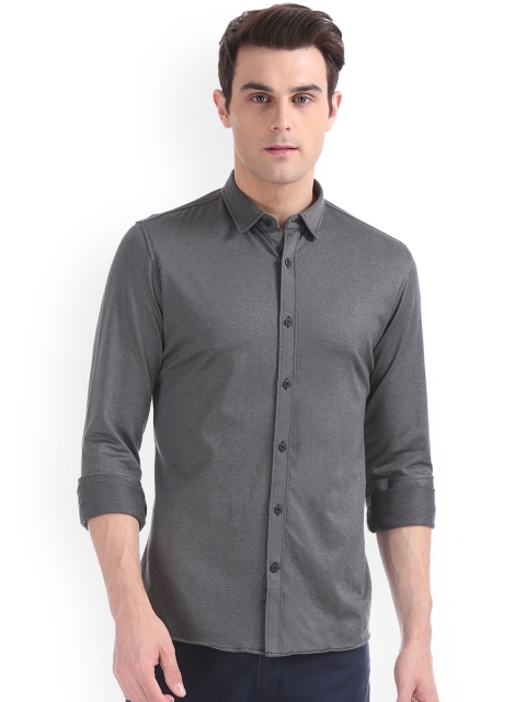 

Nautica Men Grey Slim Fit Solid Casual Shirt