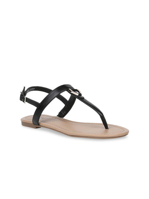 

Call It Spring Women Black Solid T-Strap Flats