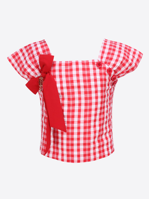 

CUTECUMBER Girls White Checked Top