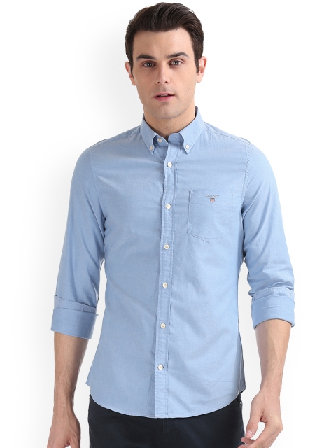 

GANT Men Blue Slim Fit Solid Casual Shirt