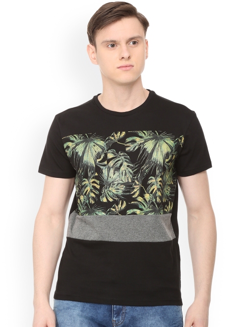

People Men Black Printed Round Neck T-shirt