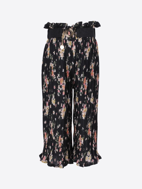 

CUTECUMBER Girls Black Smart Regular Fit Printed Culottes