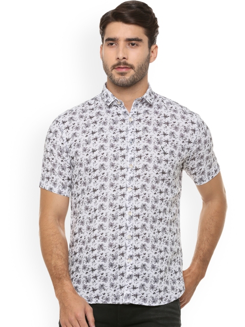 

V Dot Men Grey Slim Fit Printed Casual Shirt