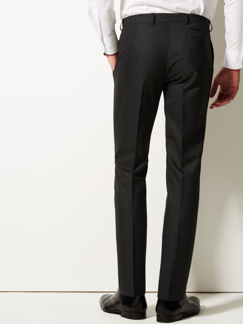 

Marks & Spencer Men Charcoal Slim Fit Solid Formal Trousers