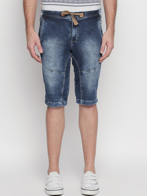 

beevee Men Blue Washed Regular Fit Denim Shorts