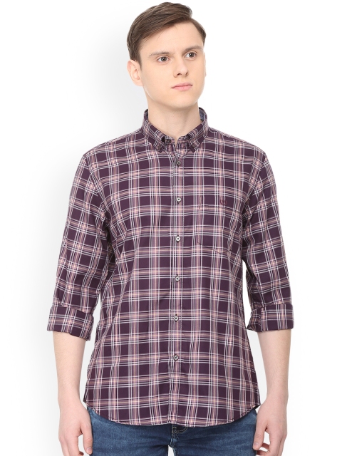 

Van Heusen Sport Men Purple & Beige Slim Fit Checked Casual Shirt