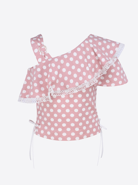 

CUTECUMBER Girls Peach-Coloured Printed Top