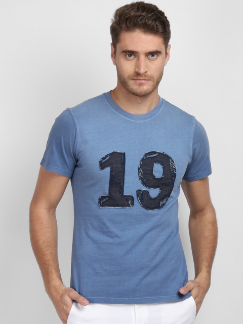 

LA LOFT Men Blue Printed Round Neck T-shirt