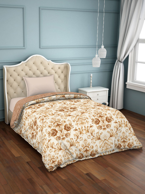 

SPACES Brown & Off-White Floral AC Room 150 GSM Single Bed Comforter