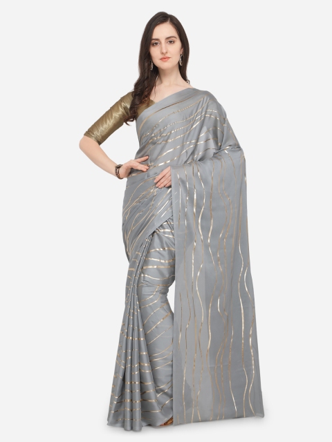 

Ishin Grey Printed Poly Georgette Saree