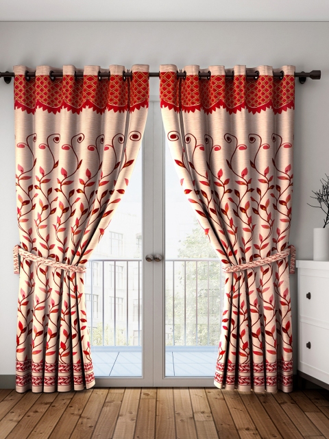 

Home Sizzler Maroon & Beige Set of 2 Long Door Curtains