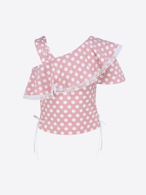 

CUTECUMBER Girls Peach-Coloured Printed Top