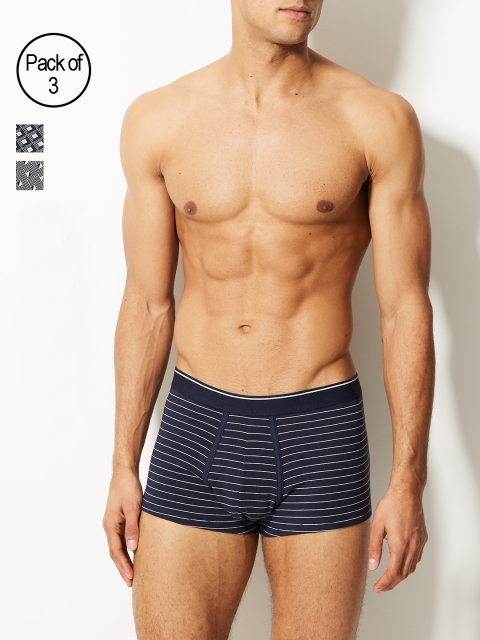 

Marks & Spencer Men Pack of 3 Printed Boxer Briefs T144301SBLACK/WHITE, Navy blue