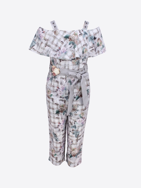 

CUTECUMBER Grey Printed Basic Jumpsuit