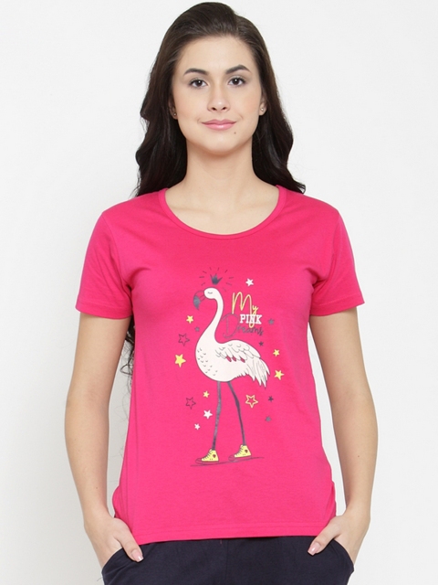 

Slumber Jill Women Pink & Blue Printed Night suit