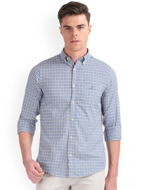 

GANT Men Blue Regular Fit Checked Casual Shirt