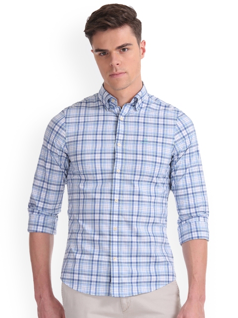 

GANT Men Blue Slim Fit Checked Casual Shirt
