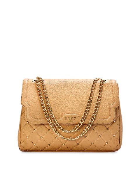 

Eske Beige Embellished Leather Handheld Bag
