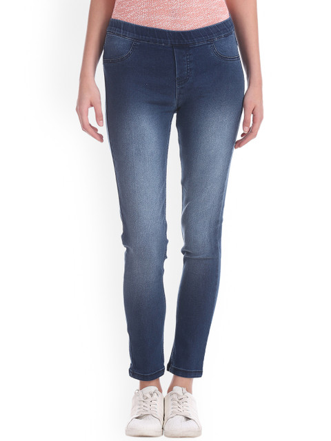 

Cherokee Women Blue Solid Slim-Fit Jeggings