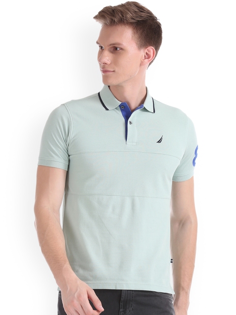 

Nautica Men Green Solid Polo Collar T-shirt