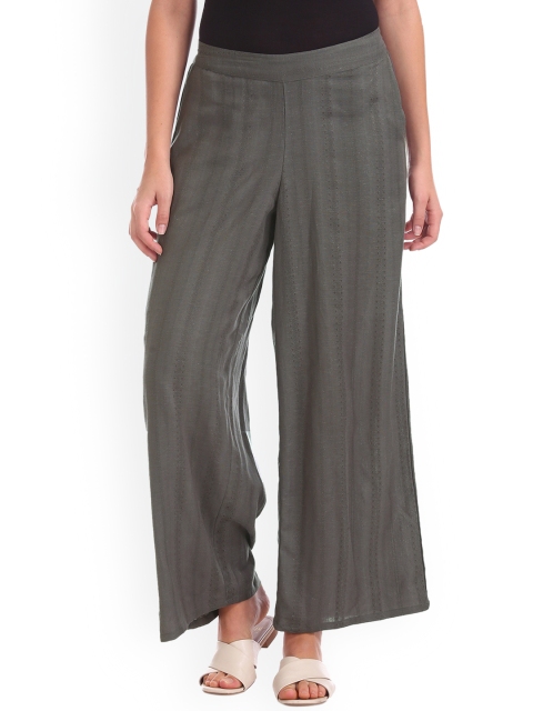 

Bronz Women Grey Wide Leg Solid Palazzos