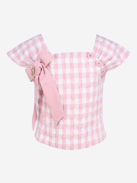 

CUTECUMBER Girls White & Pink Checked Top